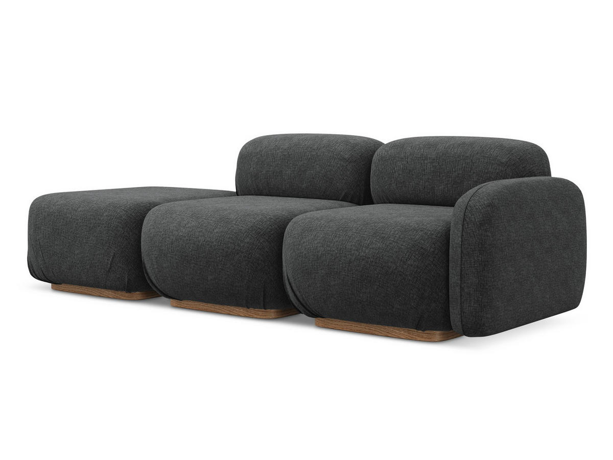 3-SITZER SOFA Links Chenille Stoff Grau - Dunkelgrau/Braun, Holz/Textil (258/73/95cm) - Makamii