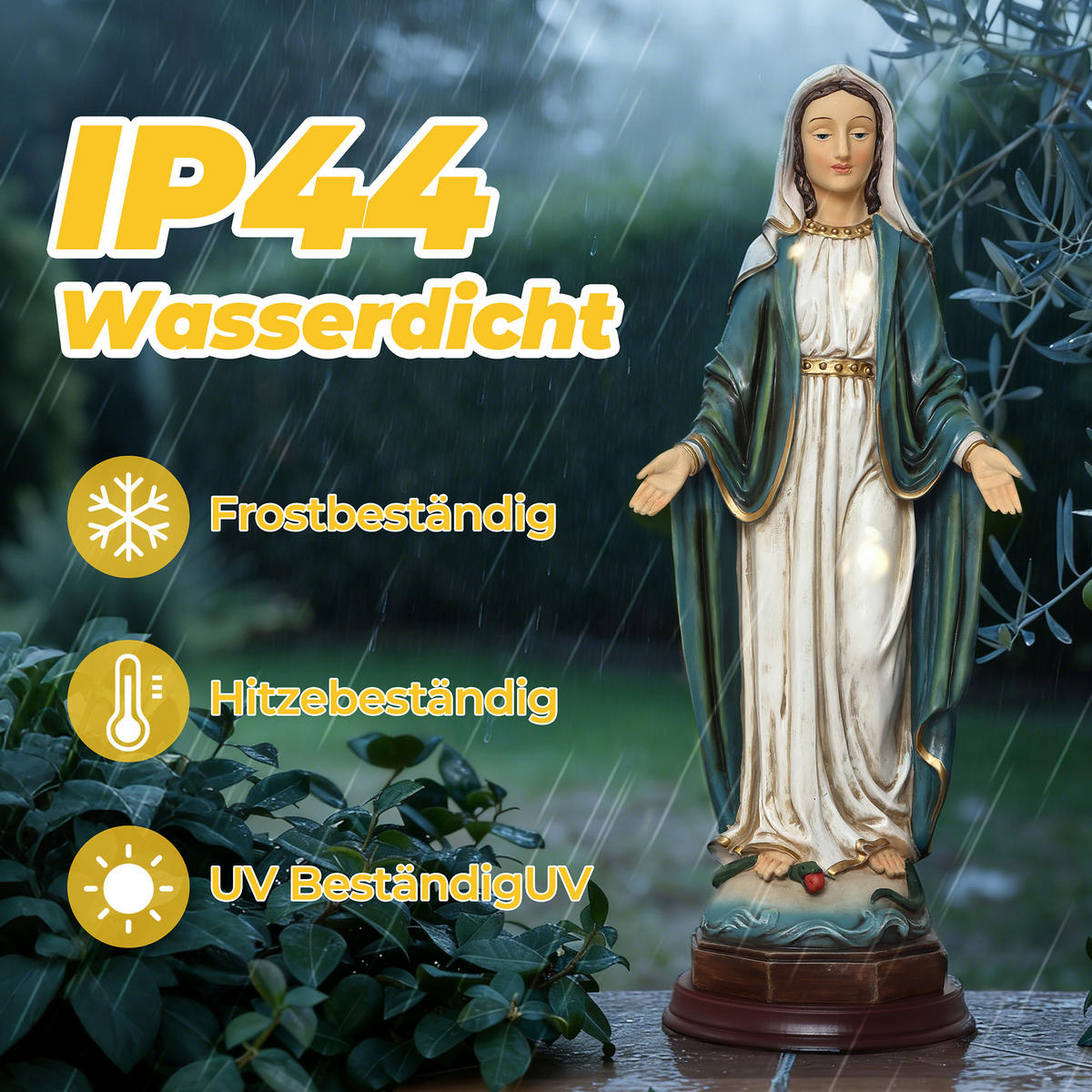 STANDSKULPTUR Heilige Maria, große Gebetsstatue | B24.5 x T20.5 x H63.5 cm - Multicolor, Kunststoff (24.5/63.5/20cm) - Hometopia