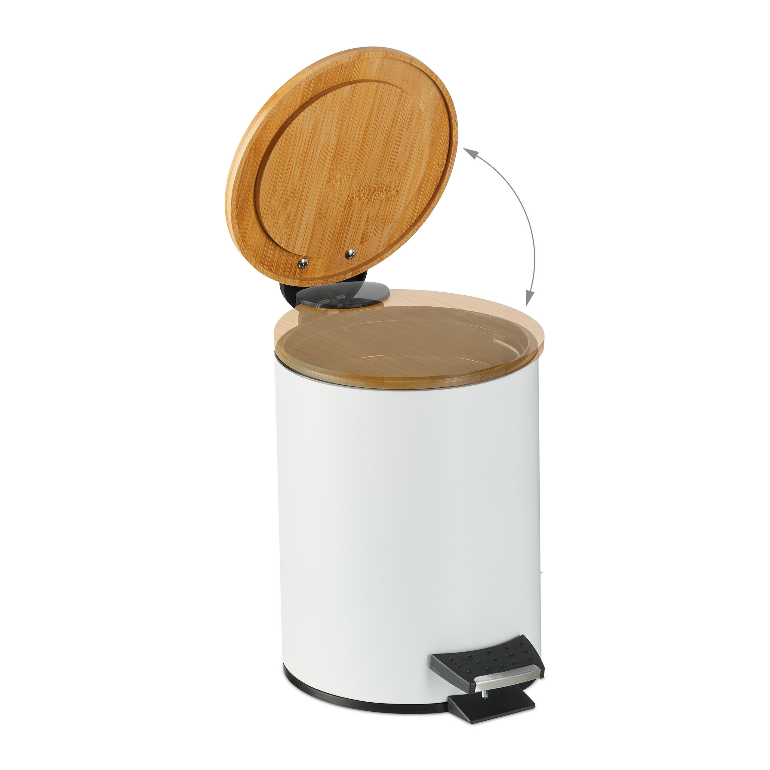 BAD-MÜLLEIMER - Weiß, Holz/Kunststoff (17/22.5/23cm) - Relaxdays