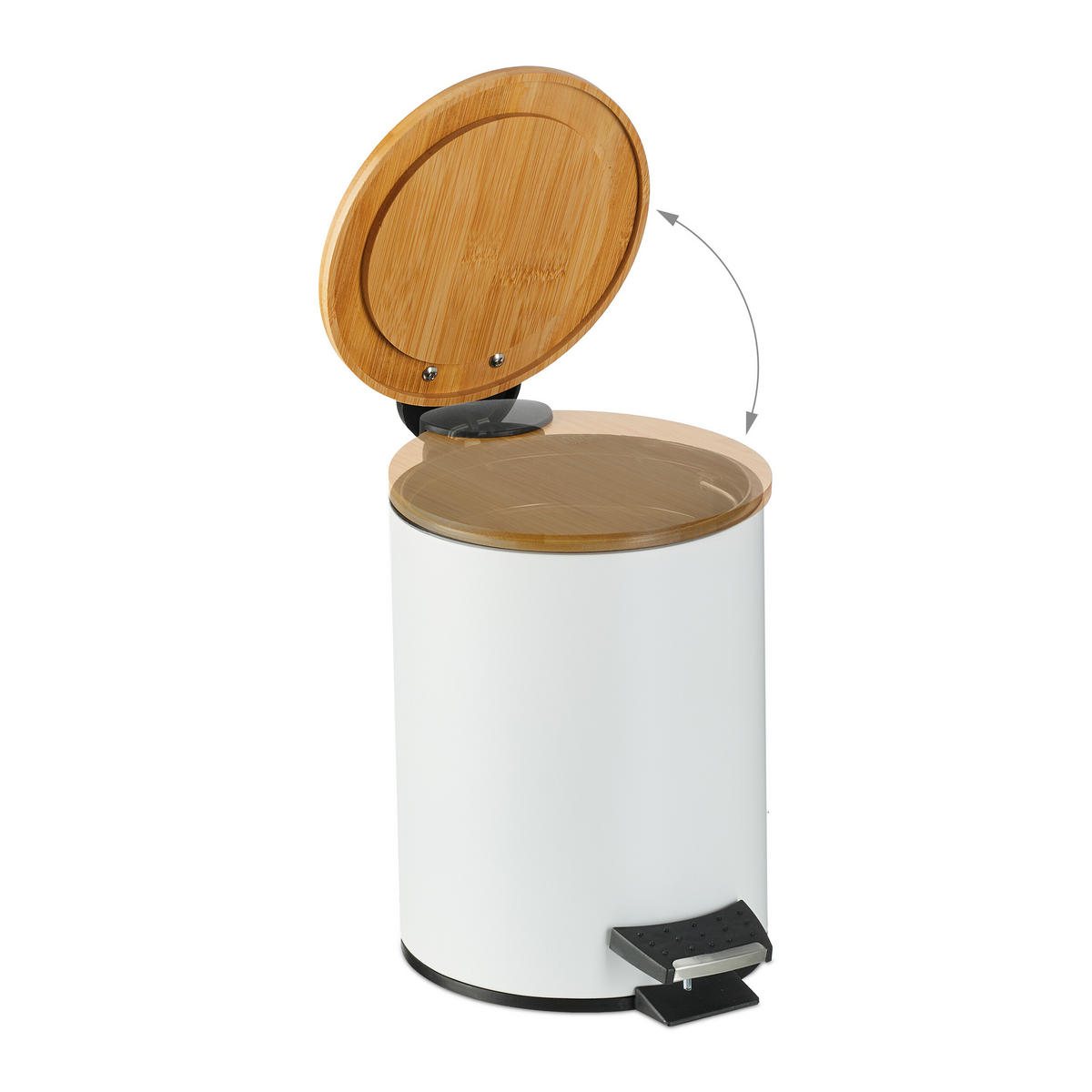 BAD-MÜLLEIMER - Weiß, Holz/Kunststoff (17/22.5/23cm) - Relaxdays