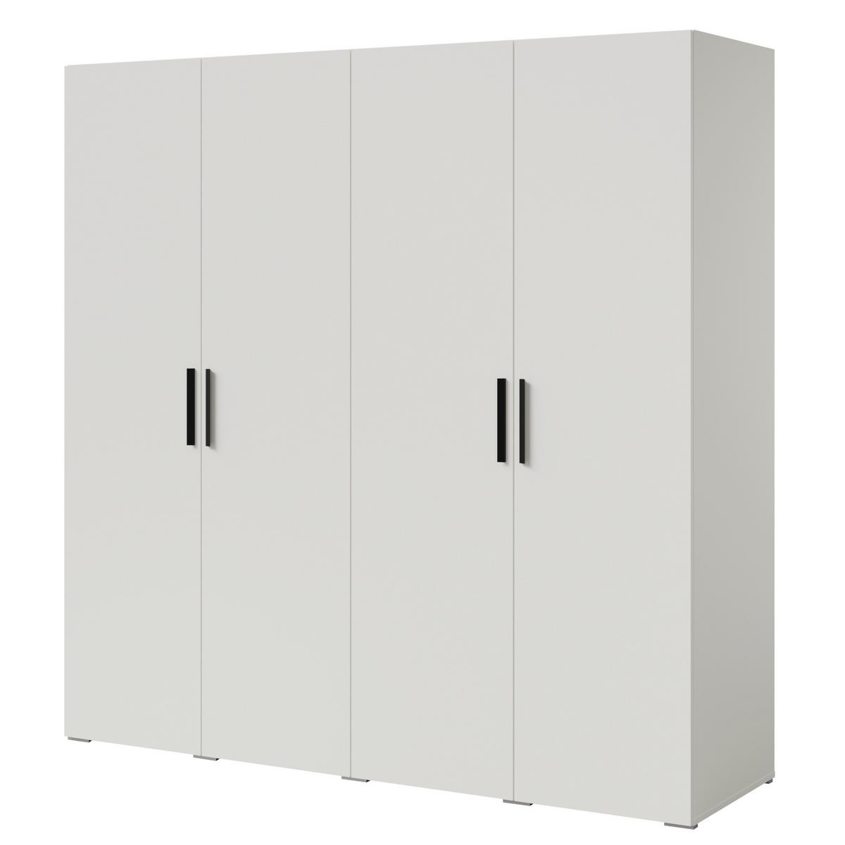 DREHTÜRENSCHRANK Napoli 4D 200 Weiß (schwarzer oder goldener Griff) - Silberfarben/Schwarz, Holzwerkstoff/Kunststoff (200/35/60cm) - mzm24