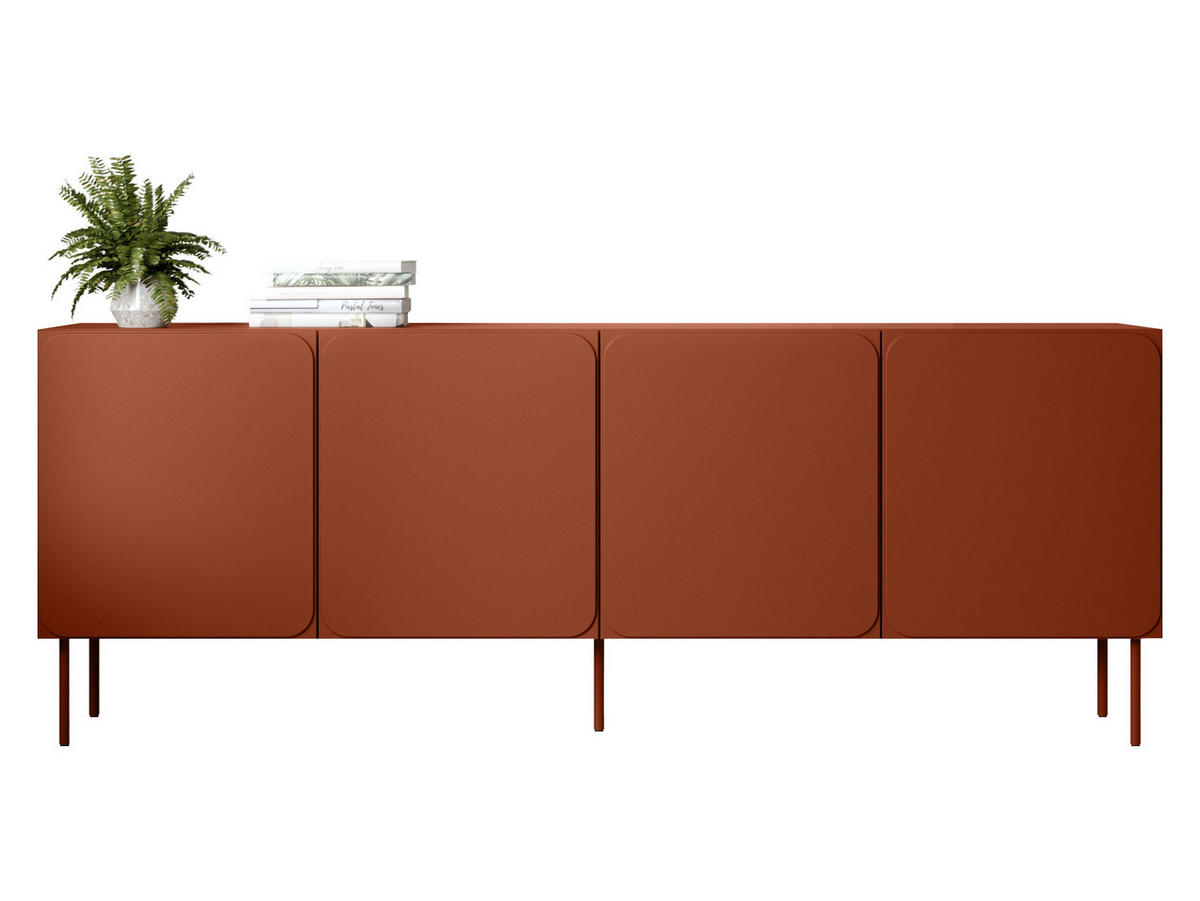 SIDEBOARD Rafael 200 4D - Rot, Holzwerkstoff/Metall (200/76/40cm) - MIRJAN24