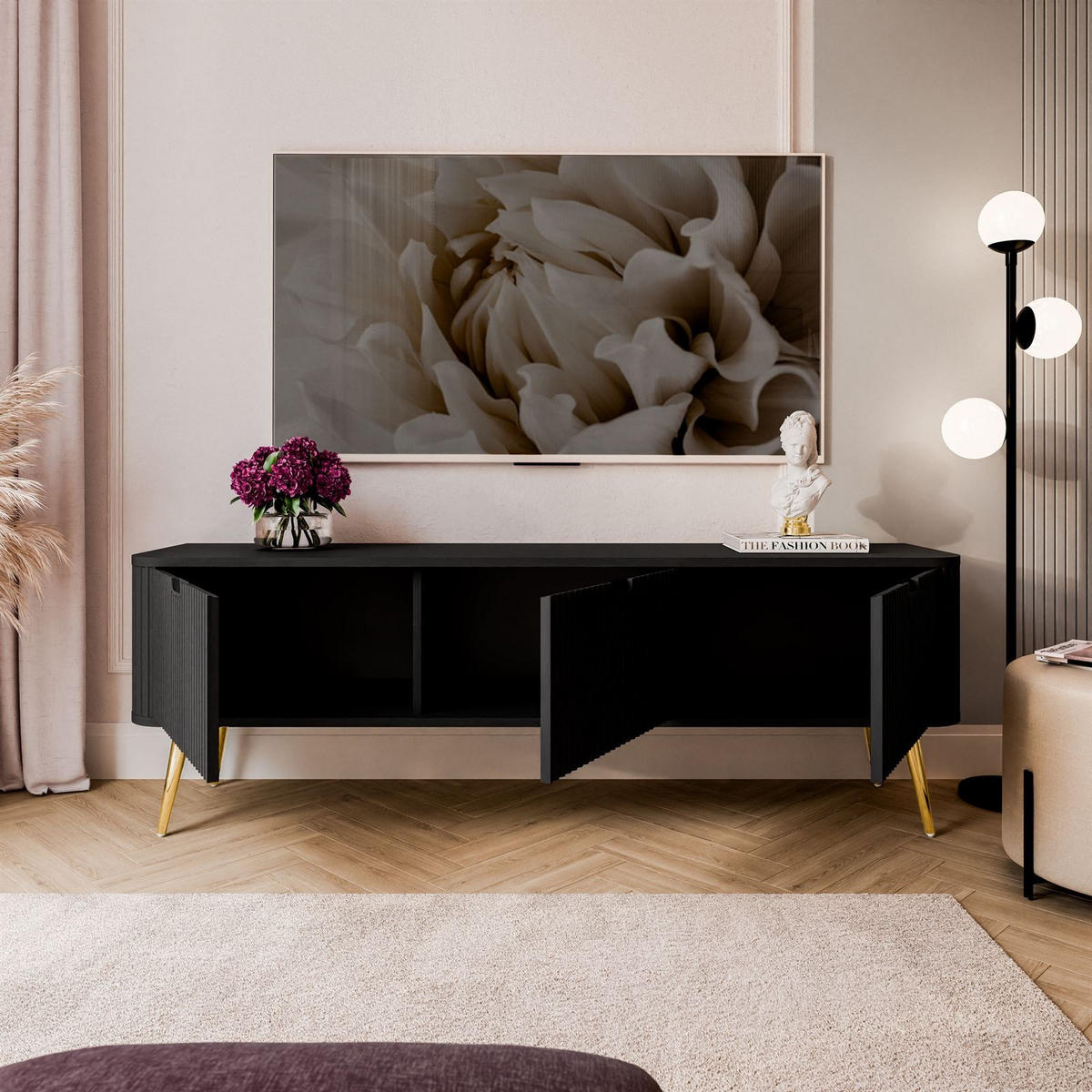 TV Element ZAIRA RTV168 Schwarz - Schwarz, Holzwerkstoff (168/57/39cm) - Lookway