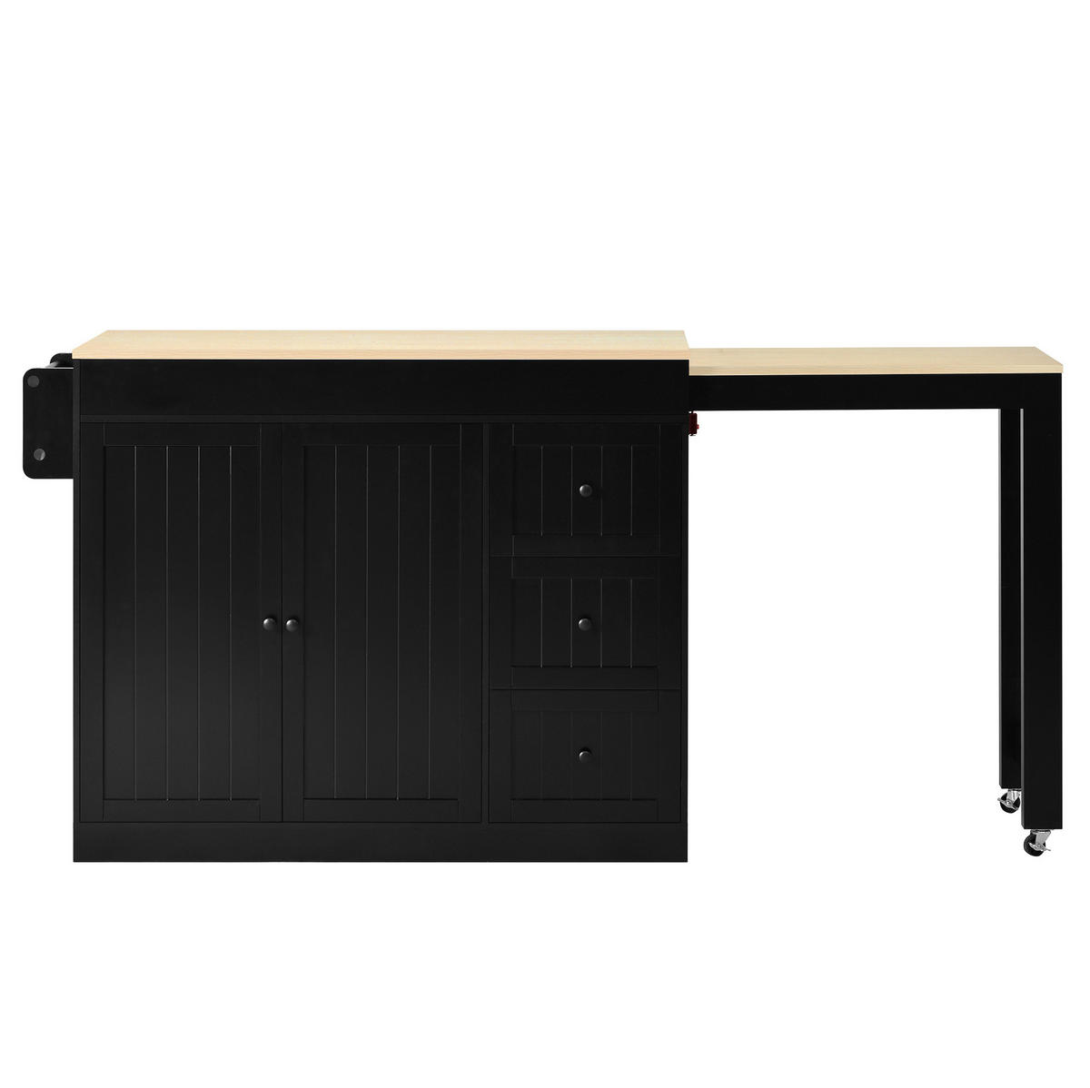 KÜCHENINSEL 112/45/93 cm schwarz aus MDF mit Auszug - Schwarz, Holzwerkstoff (130/93/45cm) - OKWISH