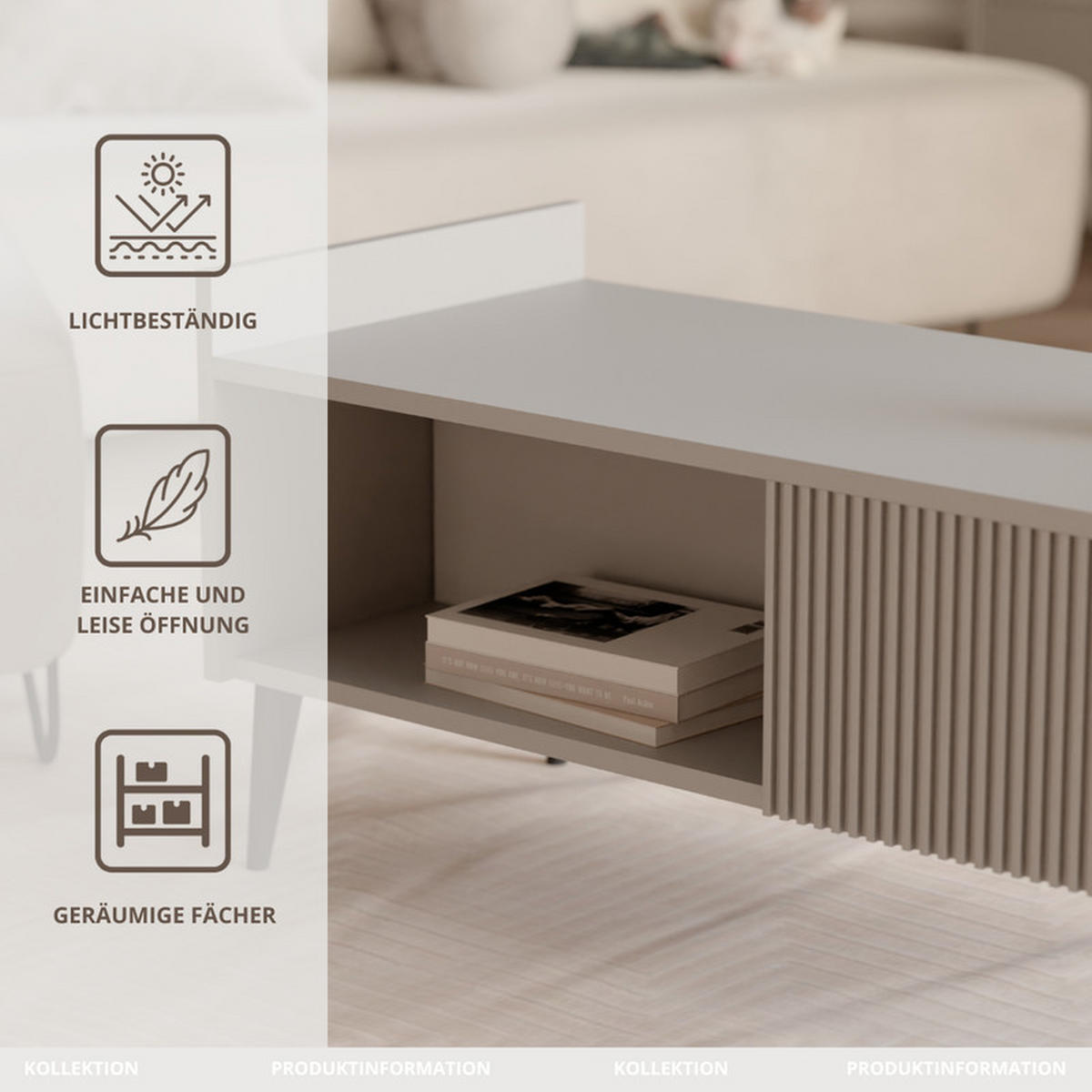 COUCHTISCH SCALA 100/60/45 cm Rechteckig, Kaschmir - Kaschmir/Schwarz, Holzwerkstoff/Metall (60/100/45cm) - Idohome