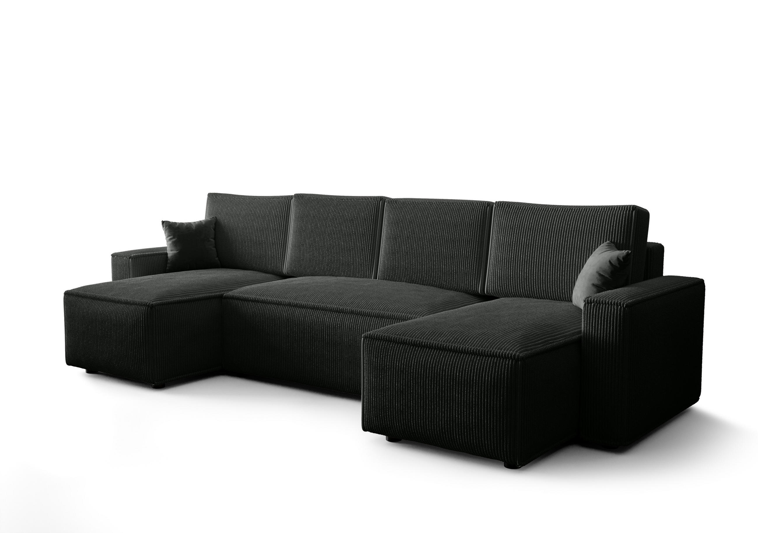 WOHNLANDSCHAFT U AMBRO Poso 34 mit Schlaffunktion U-Form, Sofa mit Stauraum - Graphitfarben, Textil (300/85/143cm) - Bedante