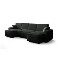 WOHNLANDSCHAFT U AMBRO Poso 34 mit Schlaffunktion U-Form, Sofa mit Stauraum - Graphitfarben, Textil (300/85/143cm) - Bedante