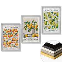 WANDBILDER 3er Set - 40x60 cm Silberner Rahmen - Zitrusfrüchte in farbenfrohen Varianten - Silberfarben, Kunststoff (40/60cm) - ArtPrintCave