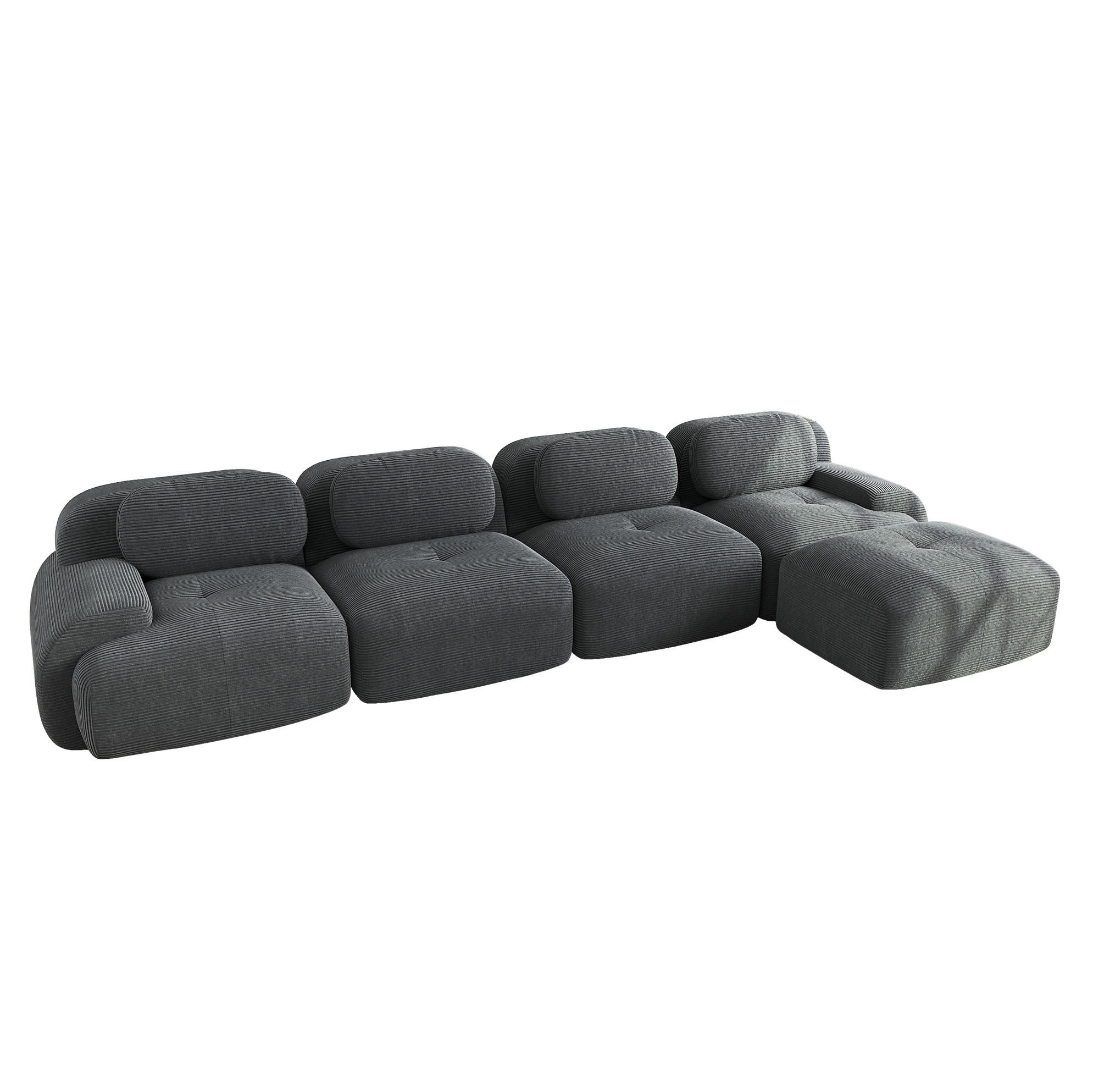 ECKSOFA 388/178/70 cm in Grau aus Cord mit Chaiselongue - Grau, Textil (178/388cm) - Flora Grace