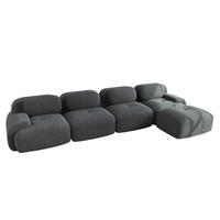 ECKSOFA 388/178/70 cm in Grau aus Cord mit Chaiselongue - Grau, Textil (178/388cm) - Flora Grace