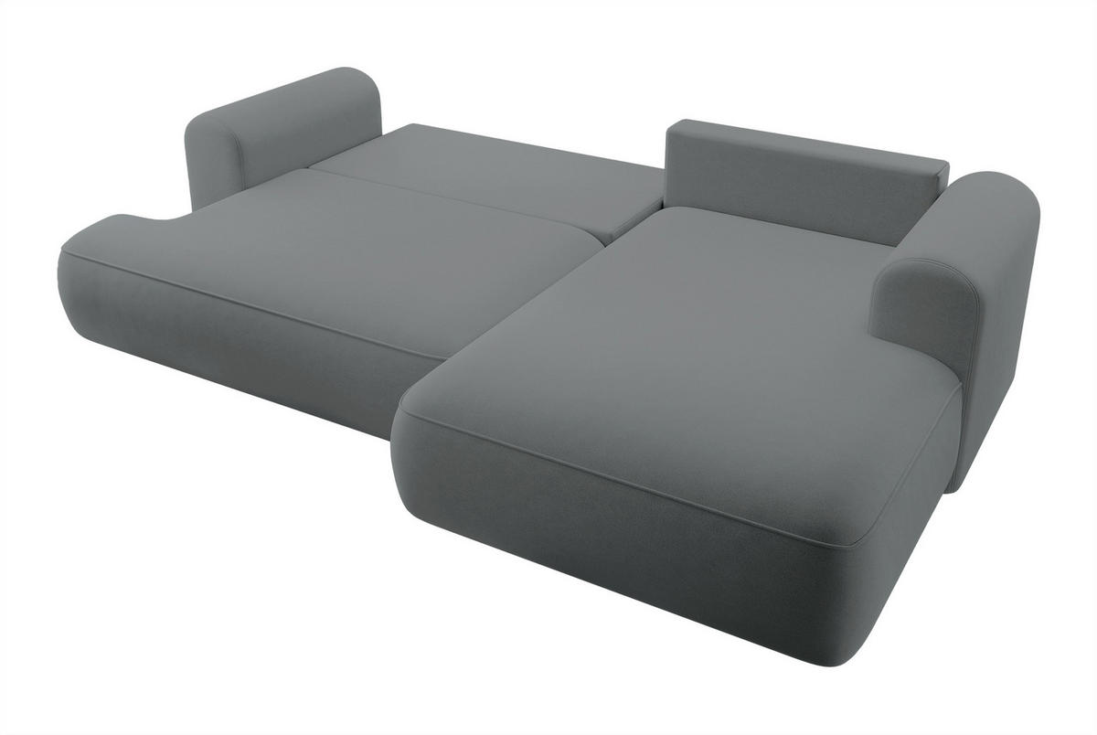 ECKSOFA Ovo Dunkelgrau Velours - Dunkelgrau/Schwarz, Kunststoff/Textil (260/165cm) - Selsey