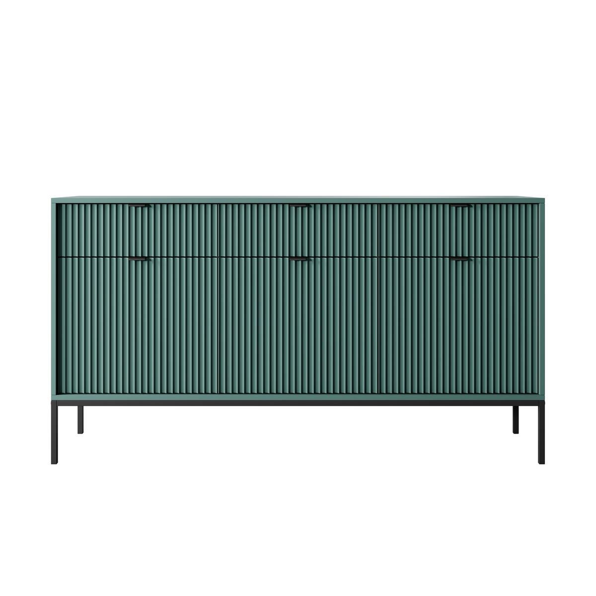 SIDEBOARD STELLARE 154/83/39 cm mit 3 Schubladen 3 Türen Hellgrün - Schwarz/Hellgrün, Holzwerkstoff (154/83/39cm) - MASSENO