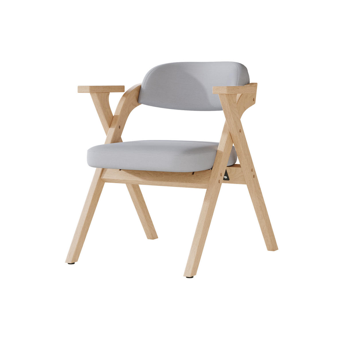 KLAPPSTÜHLE 2er-Set mit Armlehnen Massivholz Leinen Grau - Grau, Holz (66.5/76/64.5cm) - Meubliv