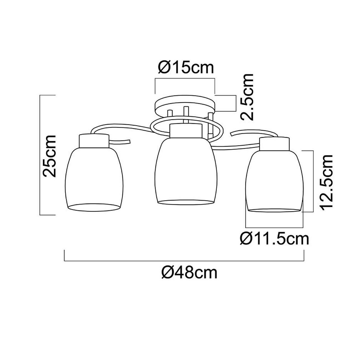 DECKENLEUCHTE Metall Schwarz Glas Opal Weiß - Schwarz, Glas (48/48/25cm) - Globo Lighting