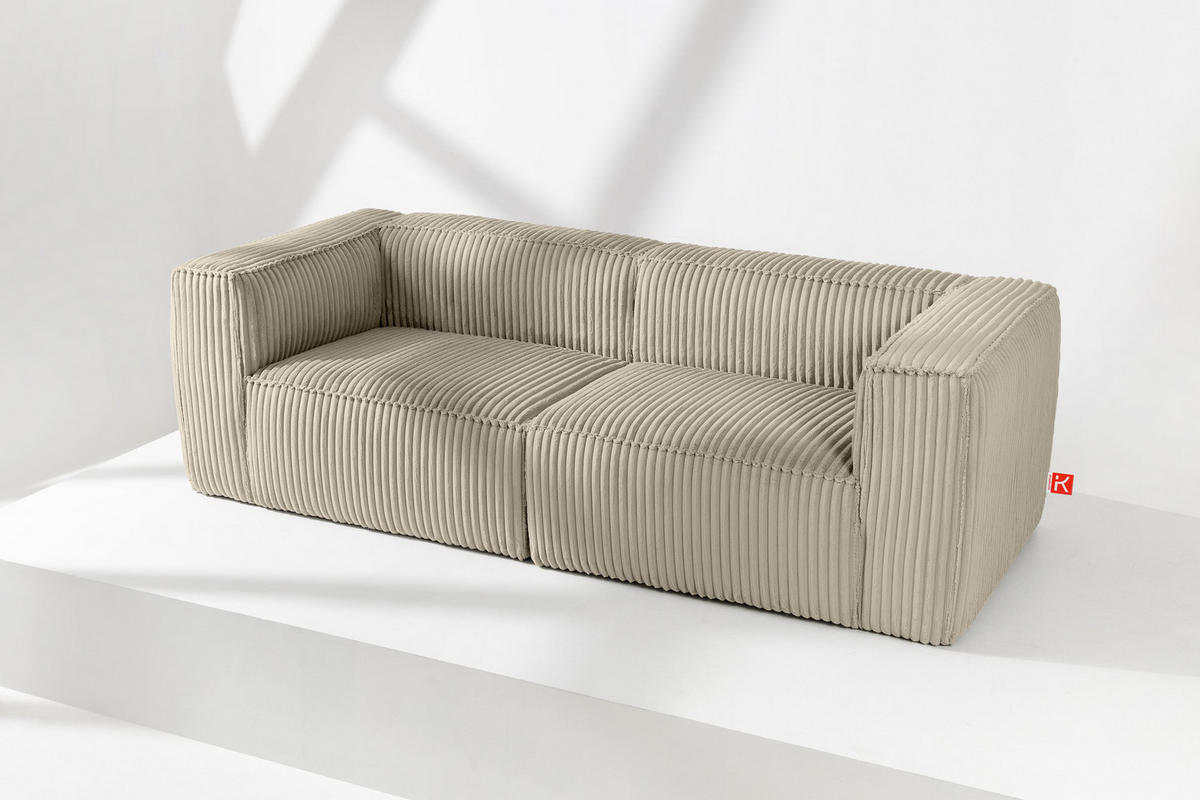 3-SITZER-SOFA FEROX Modern, Cord-Stoff, beige - Beige, Textil (246/73/96cm) - KONSIMO®