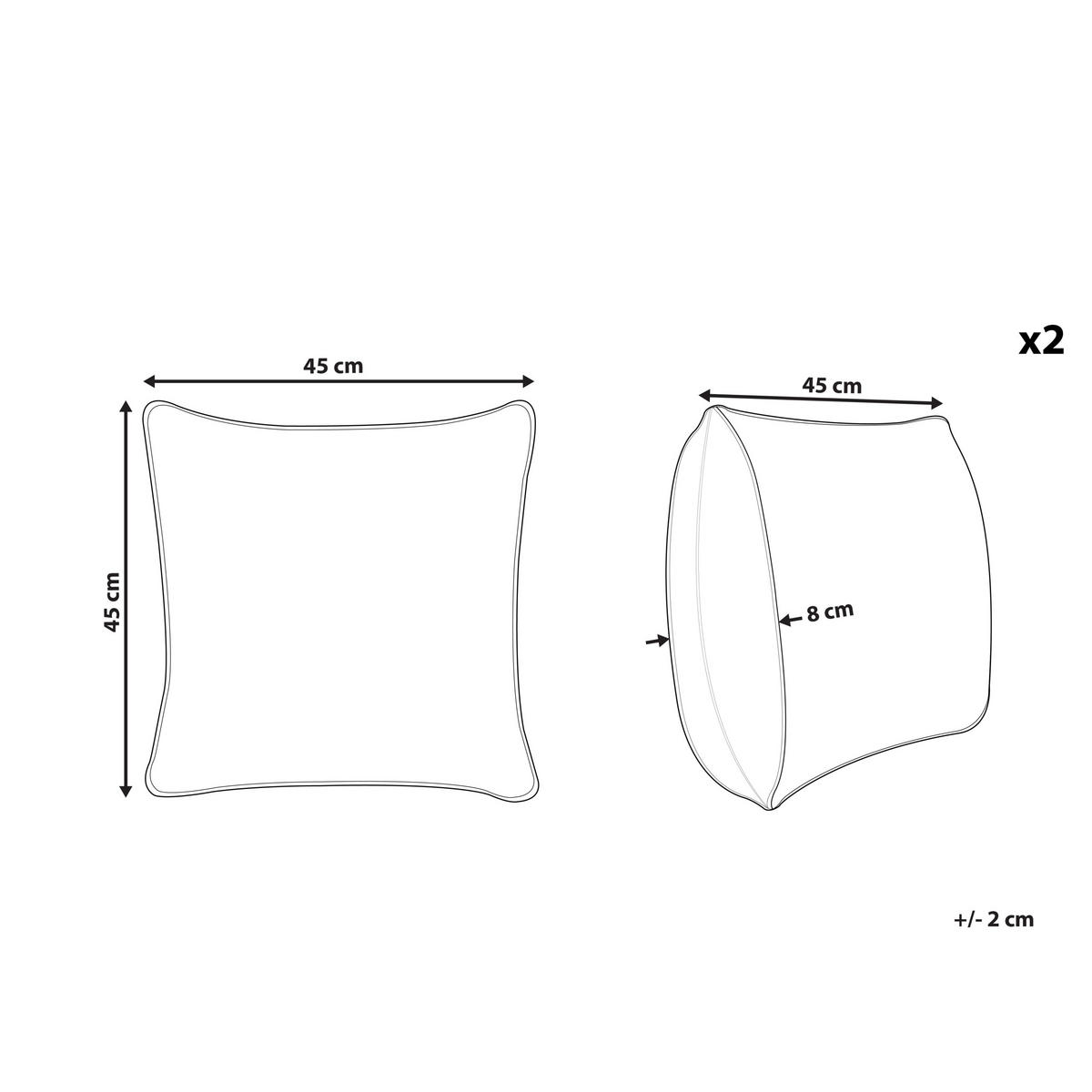 DEKOKISSEN 2er-Set Hellblau 45/45 cm Peppermint - Blau/Braun, Naturmaterialien (45/45cm) - Beliani