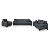 SITZGARNITUR Belweder, zwei Sofas+Sessel, Dunkelgrau, Bouclé - Wengefarben/Dunkelgrau, Holz/Textil (268/95/94cm) - Beautysofa