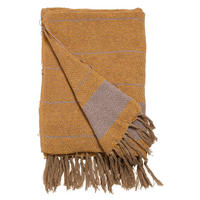 DECKE Streifen Design 130x180 cm, 100% Baumwolle, Violett/Gelb - Gelb, Textil (130/180cm) - Au Maison