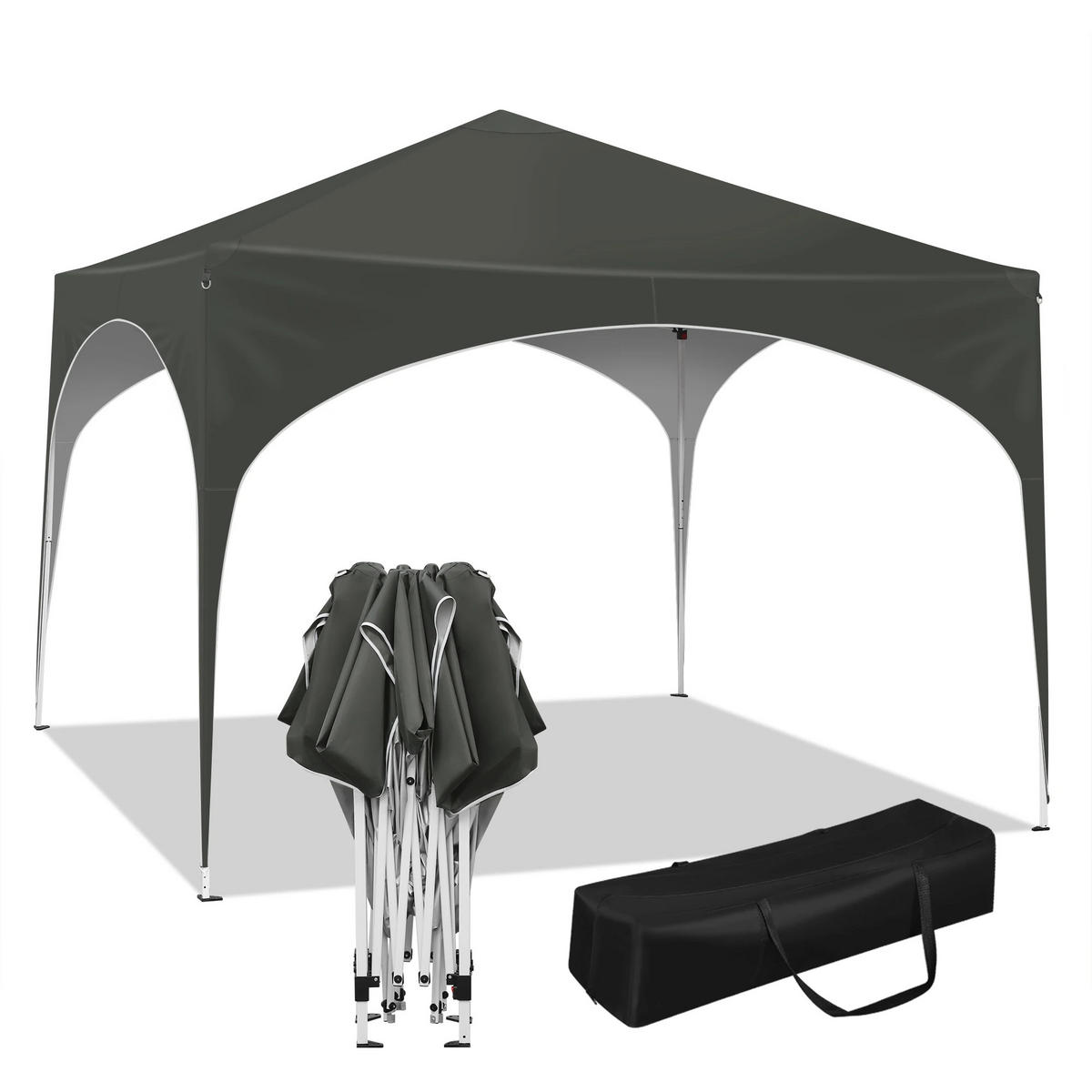 GARTENPAVILLON 3x3 m Metall+Oxford, Grau - Grau, Metall (300/260/300cm) - Kaket