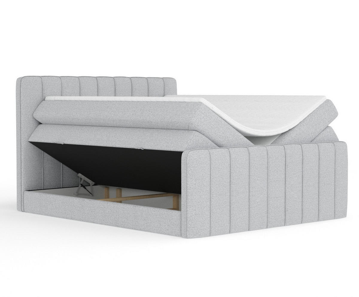 BOXSPRINGBETT Novara Hellgrau 200/200 cm - Hellgrau/Schwarz, Holz/Holzwerkstoff (200/200cm) - Maison de Reve