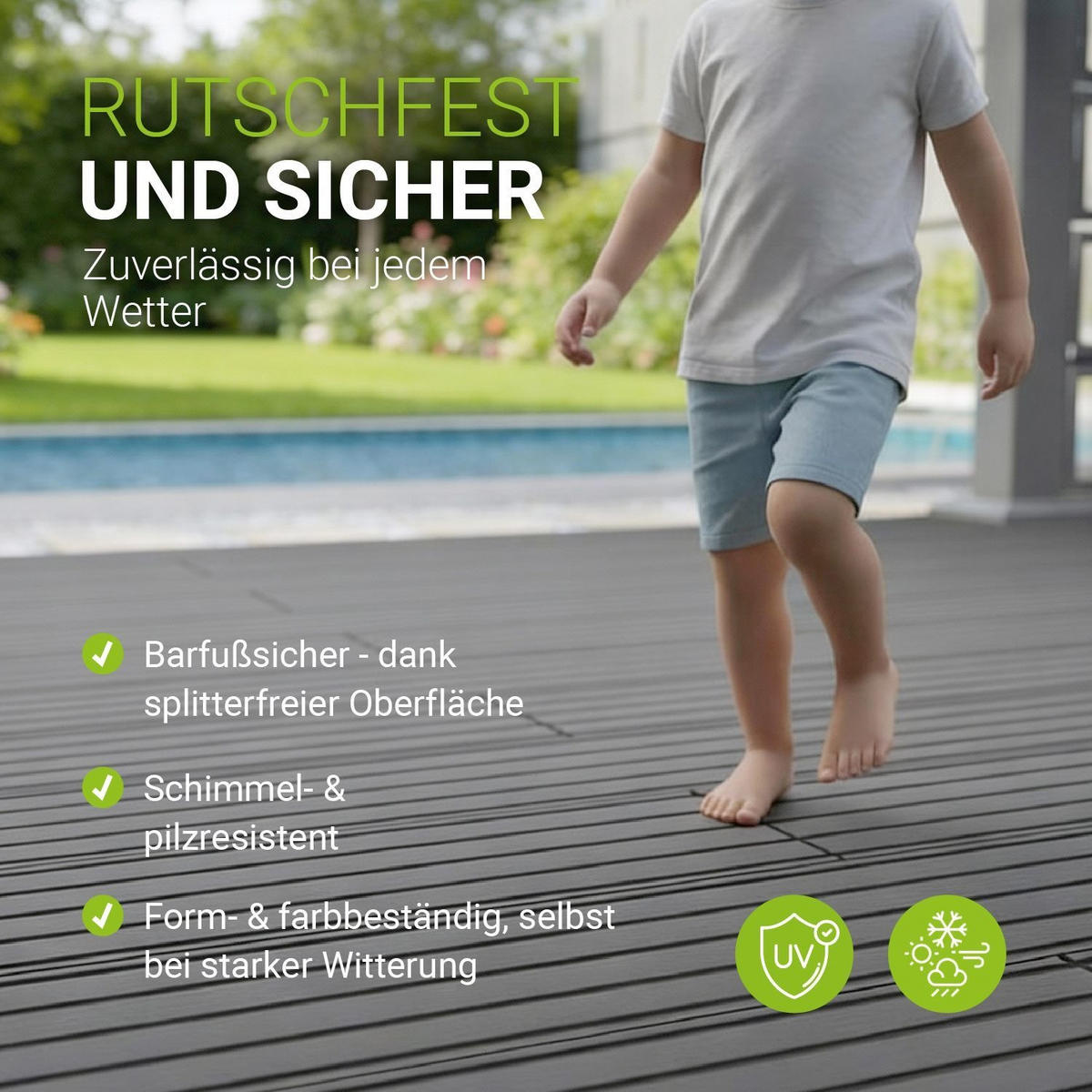 TERRASSENDIELEN WPC Grau 30 m² - Grau, Kunststoff (220/14.6/2.5cm) - Juskys