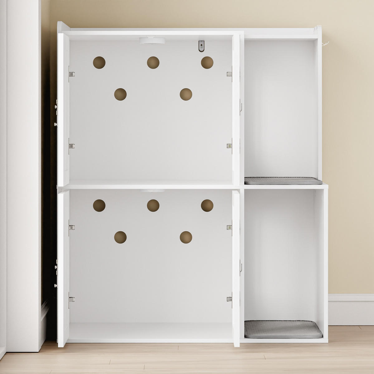 KATZENKLO-SCHRANK mit zwei Fächern und Regal HAT09-E-W - Weiß, Holzwerkstoff (45/95.5/80cm) - SoBuy