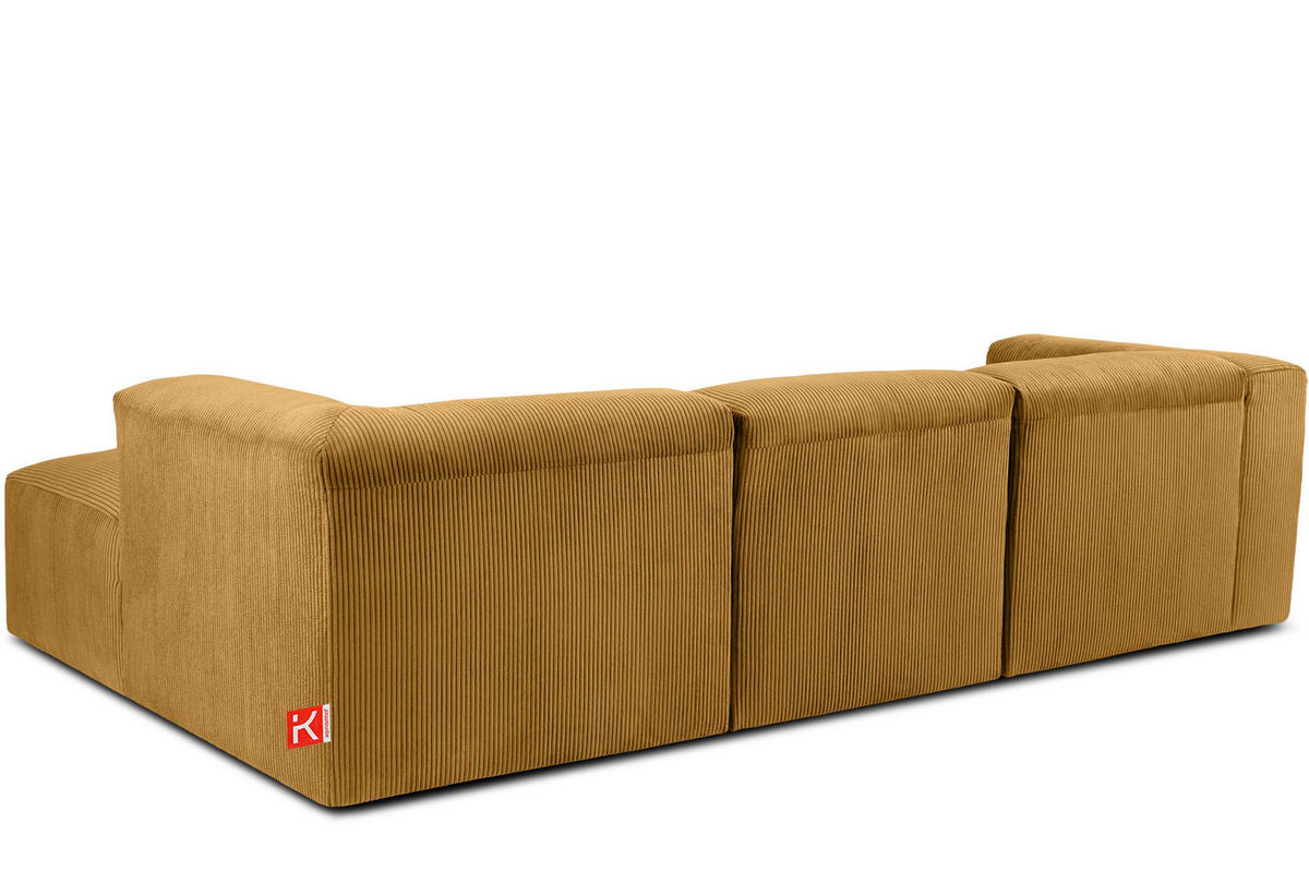 ECKMODULSOFA-RECHTS BUFFO mit extrem weicher und bequemer Sitzfläche, Kordstoff, gelb - Gelb, Textil (297/180cm) - KONSIMO®
