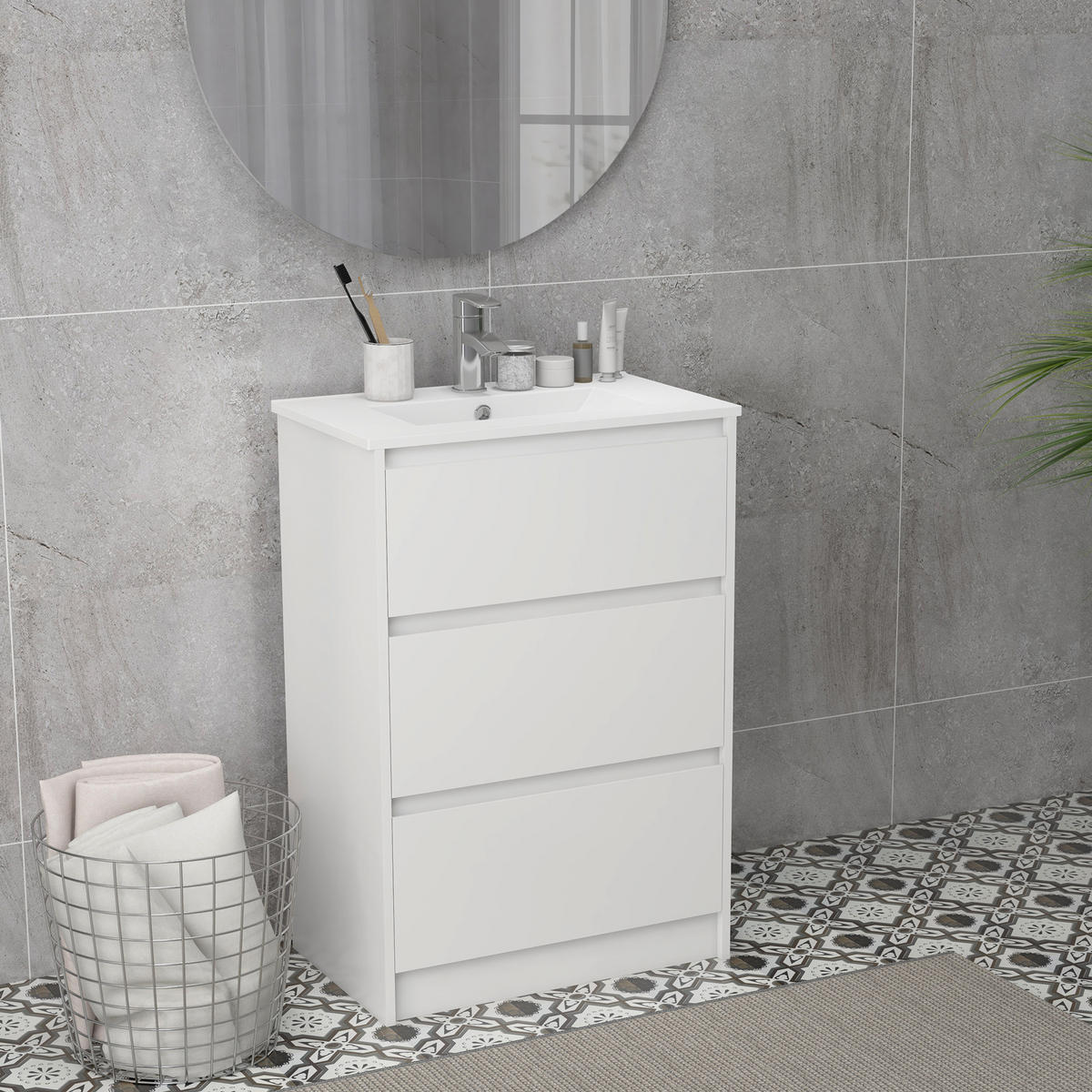 HÄNGESCHRANK Weiß 1 Stück - Weiß, Kunststoff (61/88/37cm) - GiPP