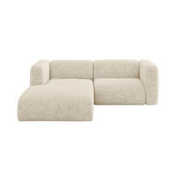ECKSOFA Ottomane Links MIRA-L1 227x179x89 Creme Velours - Creme/Schwarz, Holzwerkstoff/Kunststoff (227/179cm) - ALTDECOR