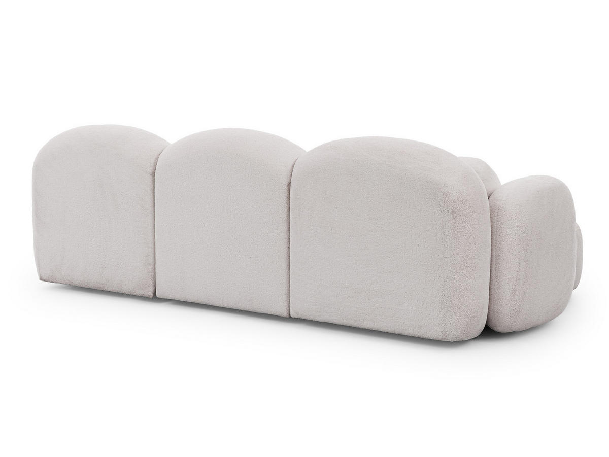 ECKSOFA Nuvola mit abgerundetem Design Weiß Bouclé-Stoff - Ottomane Links - Schwarz/Weiß, Holz/Kunststoff (268/146cm) - S-Style Möbel