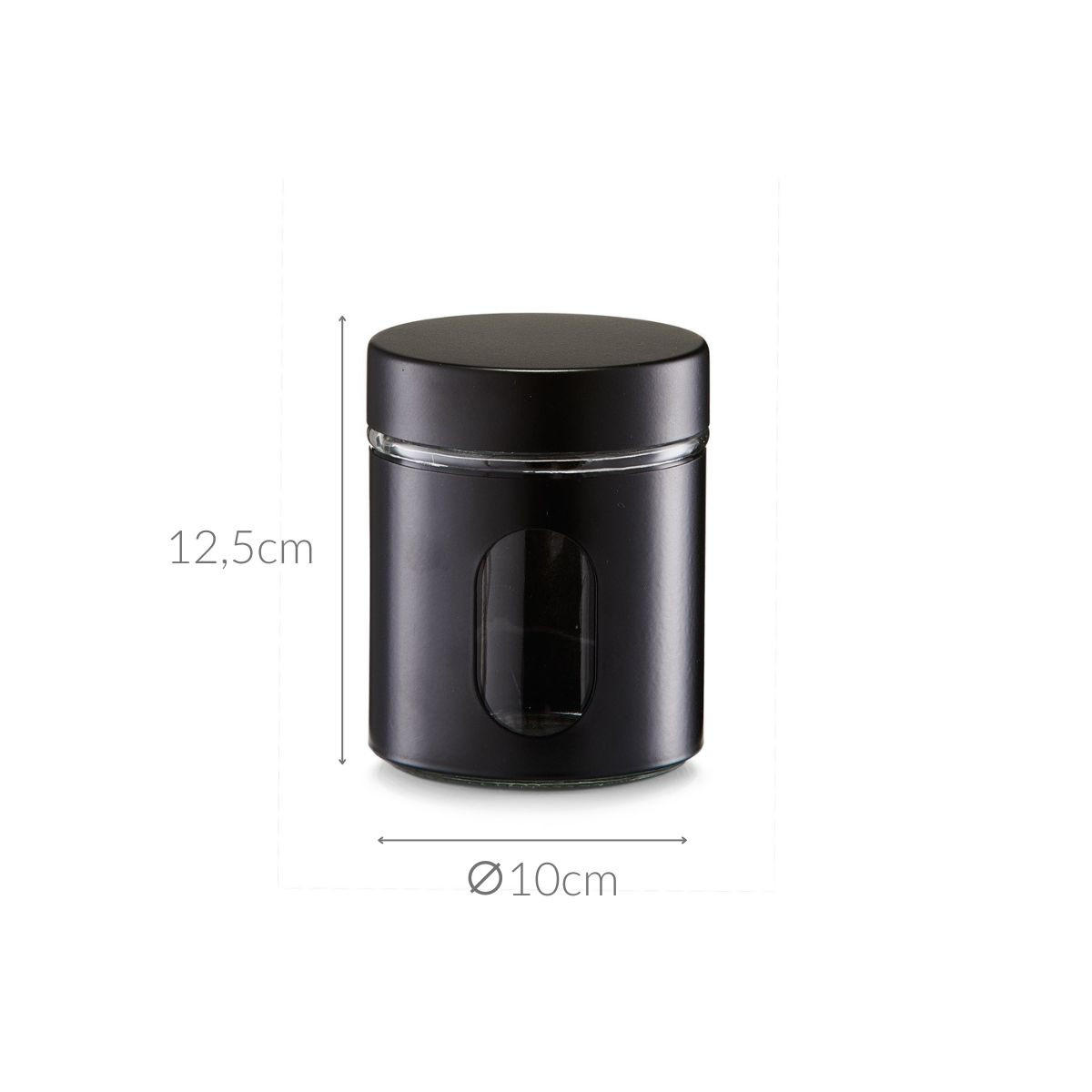 VORRATSBEHÄLTER Glas 0,6 l 10/10/12,5 cm - Schwarz, Glas (10/12.5/10cm) - ZELLER