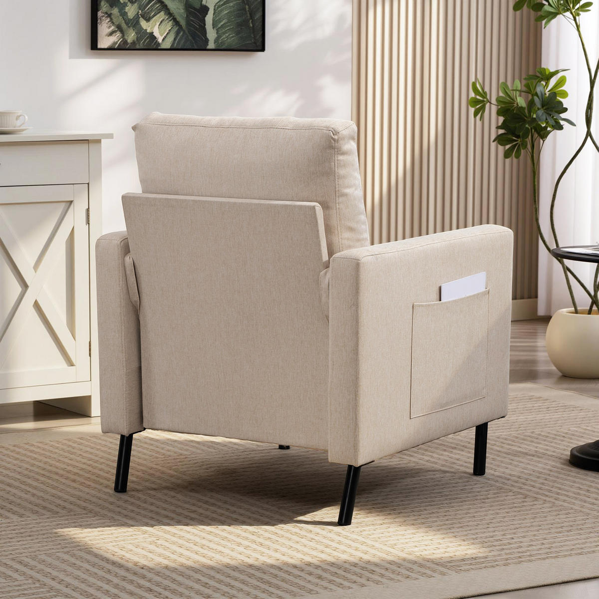 SESSEL DE-13514 mit Armlehnen, breite Sitzfläche Beige - Beige, Metall (73/87/77cm) - ComfortXL