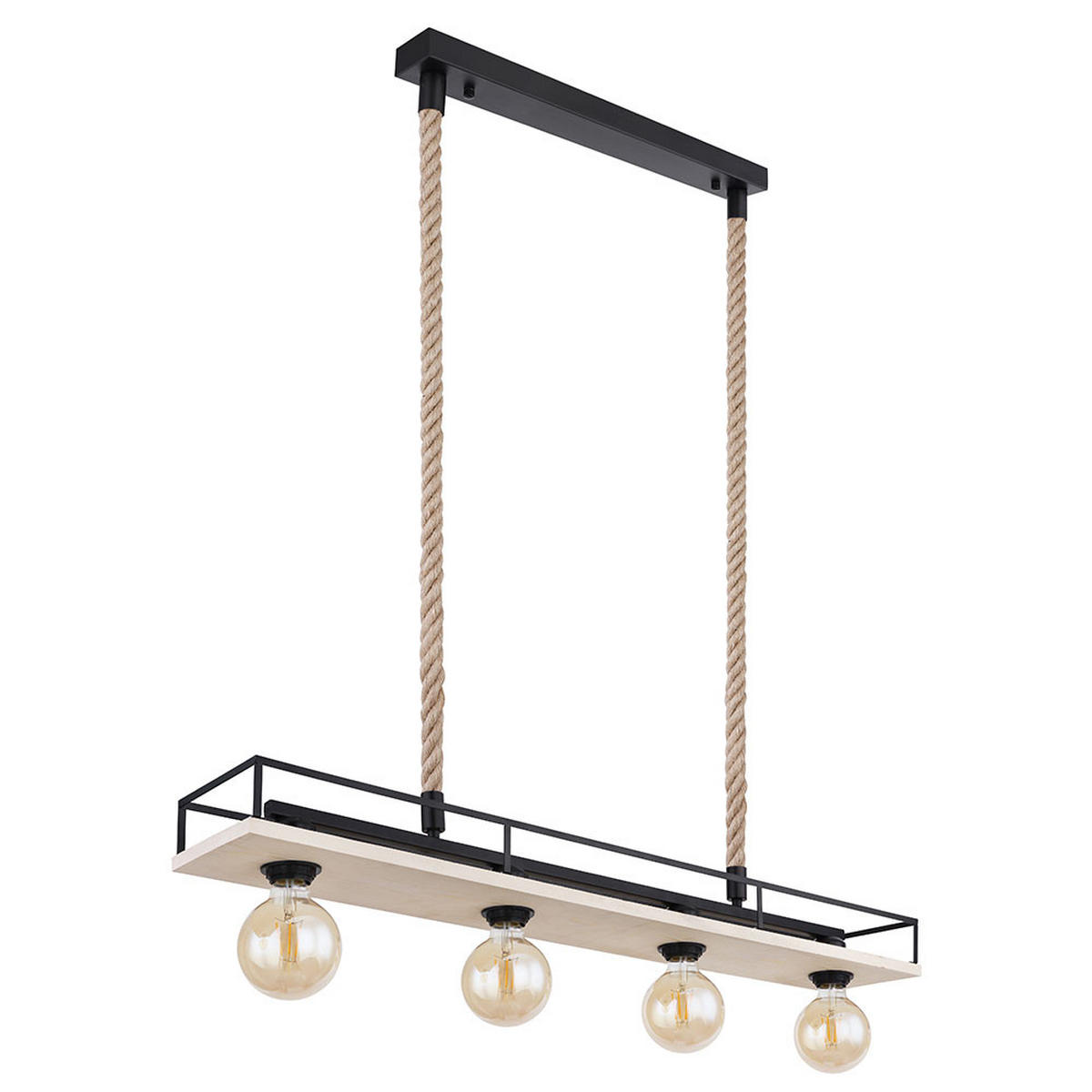 HÄNGELEUCHTE LED Holz/Metall braun/schwarz, 4-flg., 95 cm - Braun, Holz (95/15/120cm) - Globo Lighting