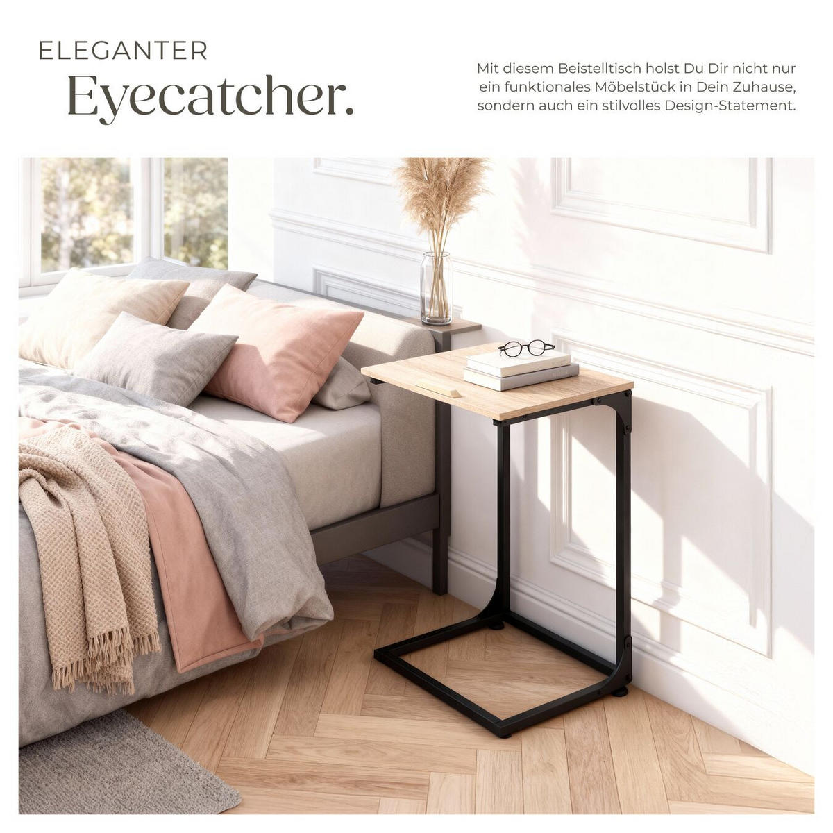 BEISTELLTISCH Ruston, 55 x 35 x 66,5 cm, Industrial Holz hell, Eiche Sonoma - Naturfarben, Holzwerkstoff (55/35/66.5cm) - tectake