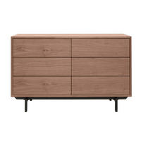 KOMMODE 6 Schubladen Walnuss Metall MANNY - Walnussfarben, Holz (45/75/120cm) - Miliboo