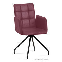 ARMLEHNSTUHL (2er-Set) Devina 52x91x60 Schwarz/Marsala - Brombeere/Schwarz, Kunststoff (60/91/52cm) - 58aufmkessel
