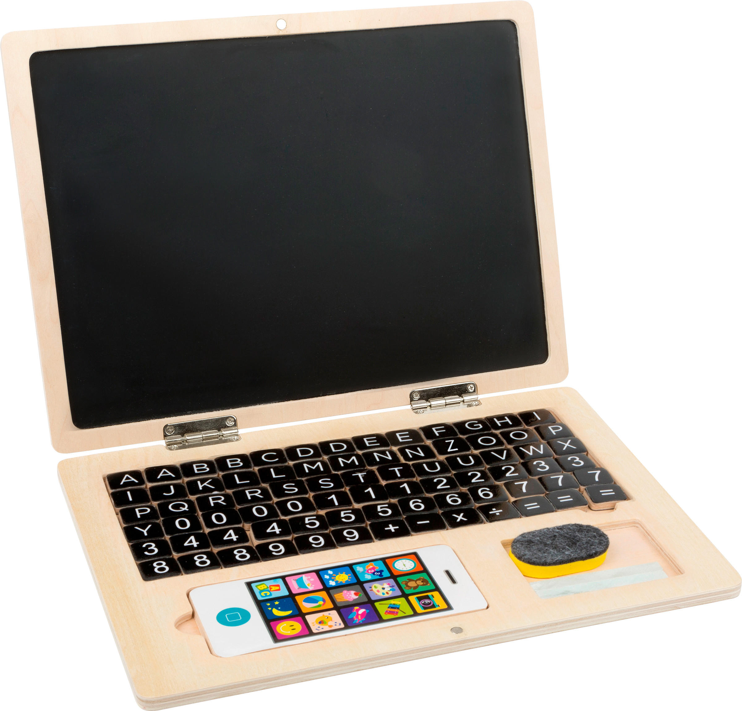 HOLZ-LAPTOP MIT MAGNET-TAFEL - Naturfarben, Holz - small foot