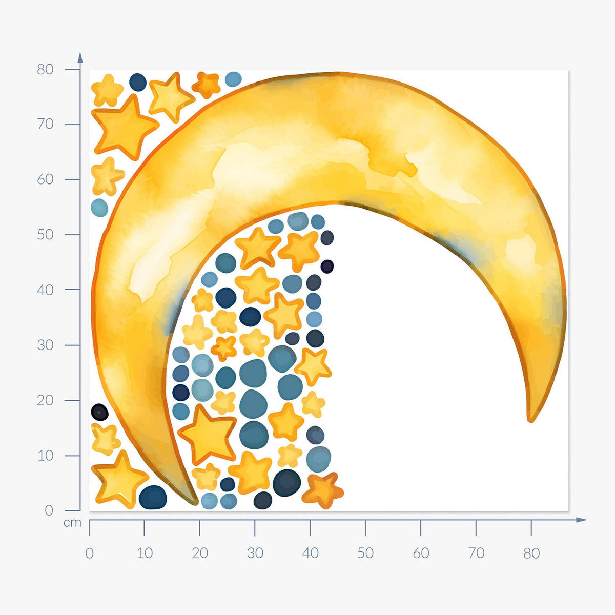 WANDAUFKLEBER 80x87cm - Nachthimmel Mond - Multicolor, Kunststoff (80/87/0.1cm) - Wallfluent
