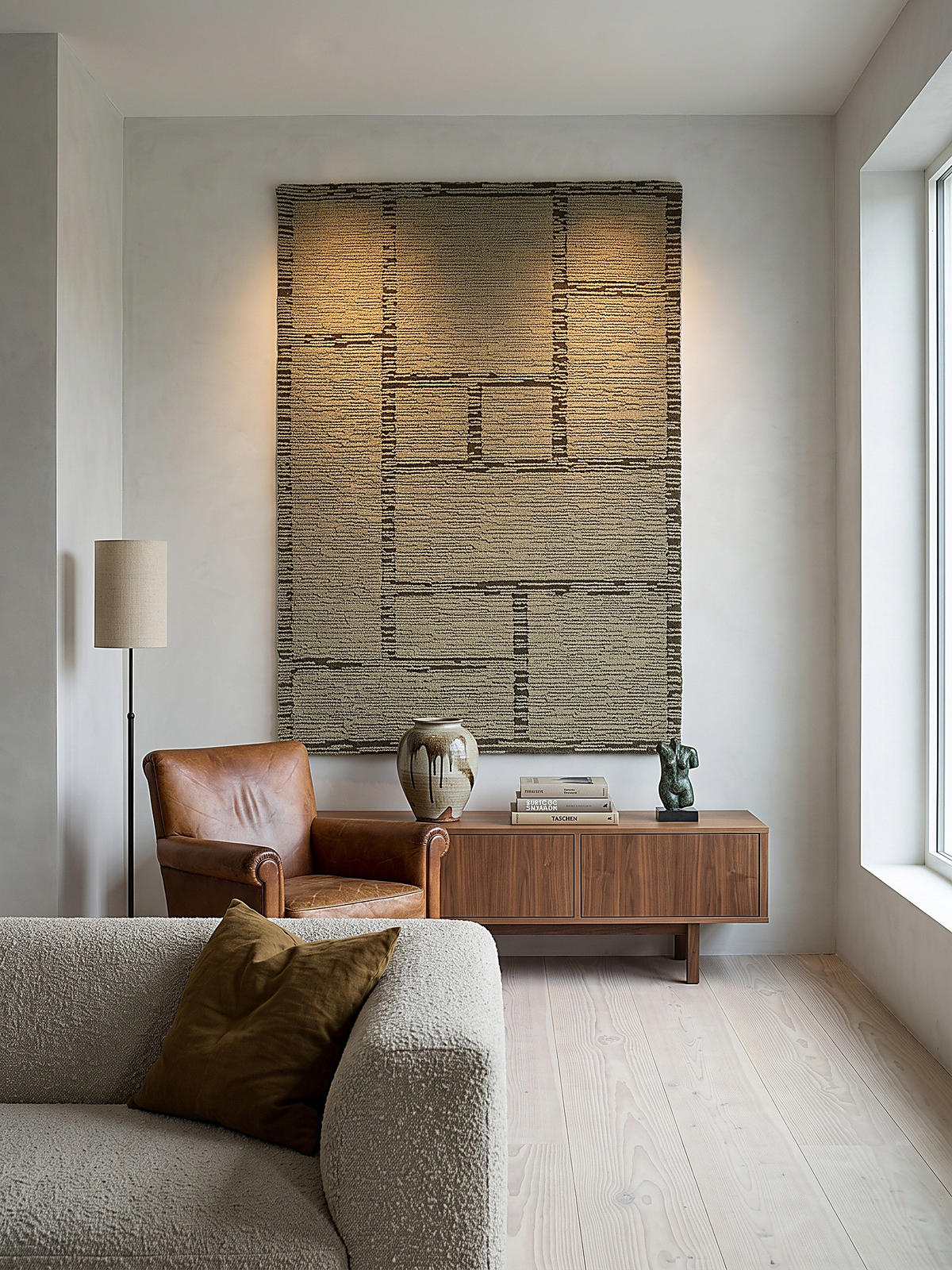 TEPPICH aus Wolle, handgetuftet, GANNEL, in Salbeigrün, Blockdesign, 200 x 290 cm - Grün, Textil (200/290cm) - KADIMA DESIGN