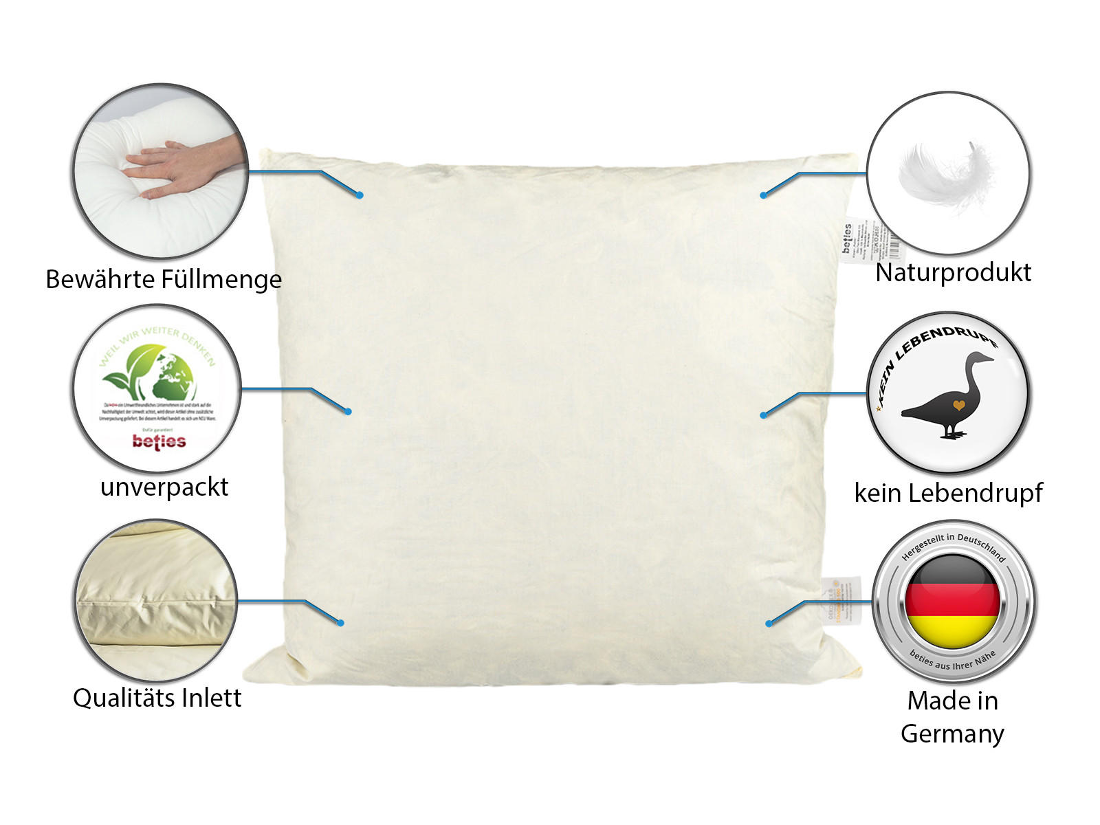 FEDERKISSEN Publik 80/80 cm - Creme, Textil (80/80cm) - beties Heimtextil