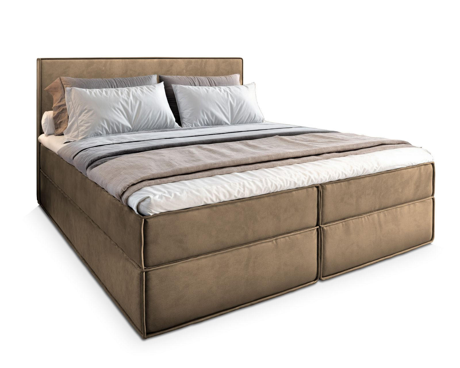 BOXBETT PELLIO 140x200 cm mit Matratze und Topper - Beige - Beige, Holz (140/200cm) - MASSENO