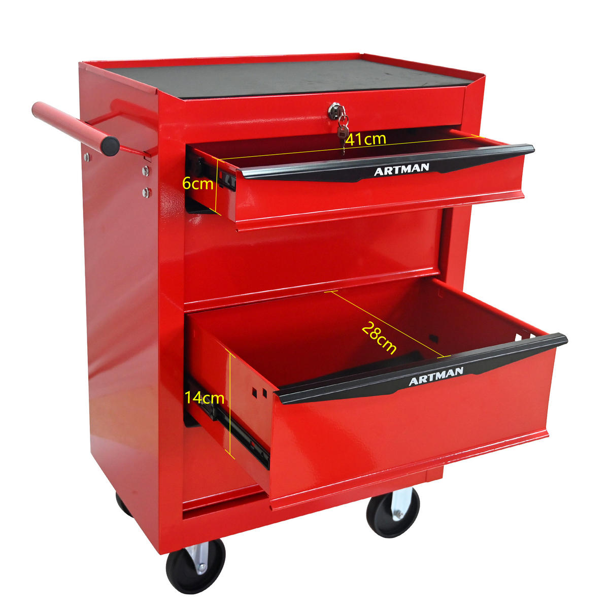KOMBINATIONSKOFFER – Einheit mit 4 Schubladen, 508 mm (20 Zoll), ausgestattet mit 4 Schubladen, Farbgebung in Rot und Schwarz. - Multicolor, Metall (33/77.5/60cm) - DCA