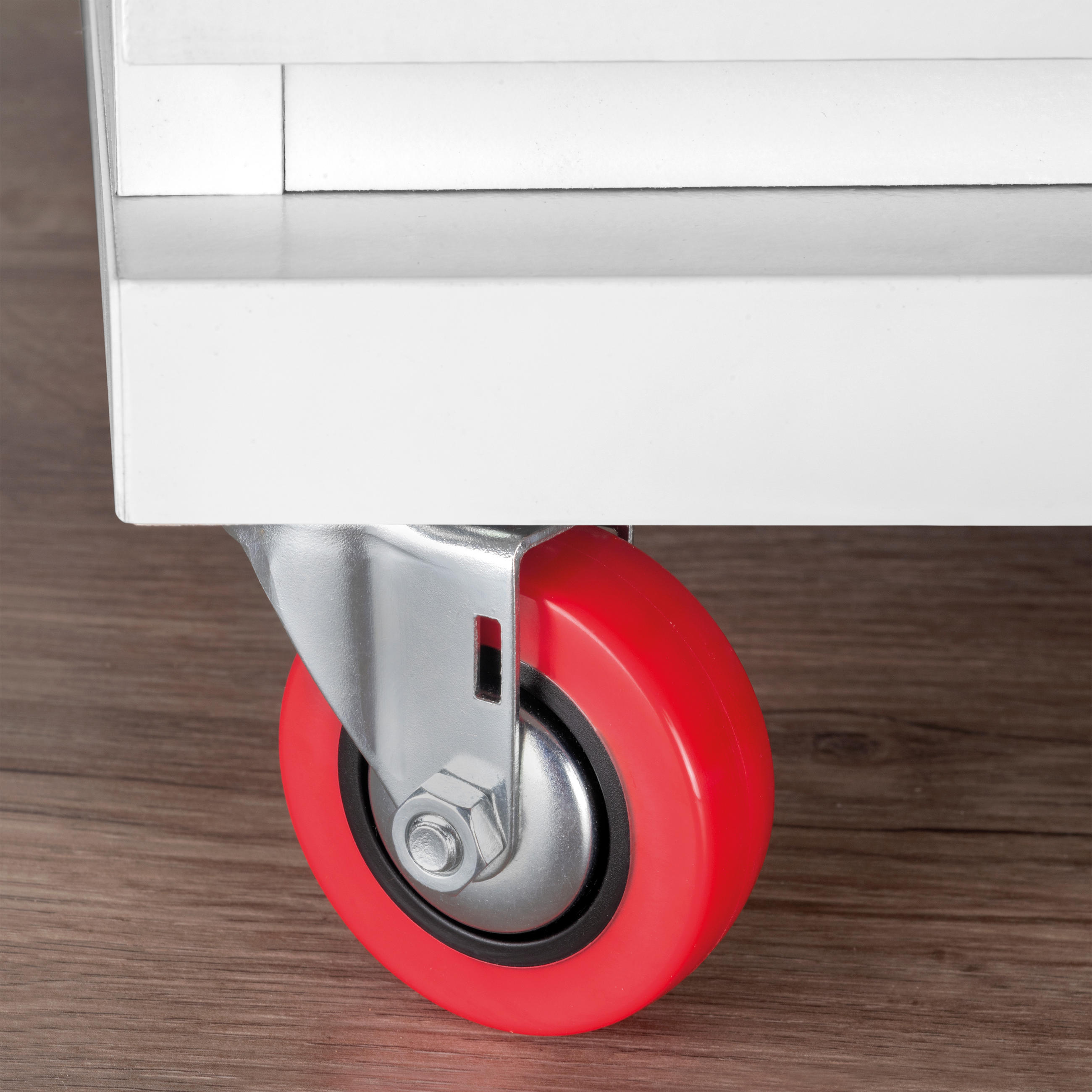 ROLLEN Slip 2 Red mit Montageplatte, Durchmesser 75mm, Stahl und Kunststoff 4er-set - Multicolor, Metall (6/10/6cm) - EMUCA