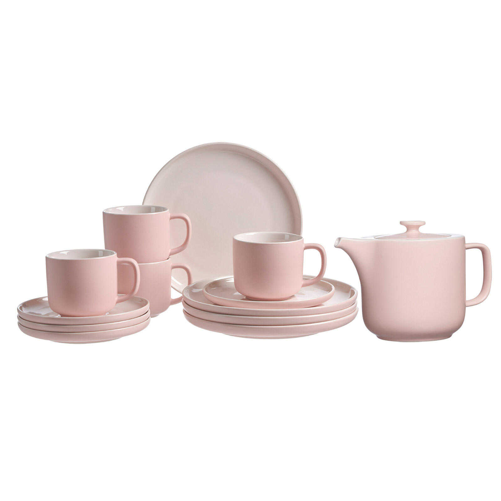 KAFFEESERVICE MIT KANNE Jasper rosa 13er Set - Robinienfarben, Keramik (1/1/1cm) - Ritzenhoff Breker