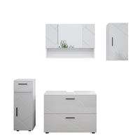 BADMÖBEL-SET Irma Weiß Hochglanz 4 Teile - Weiß Hochglanz/Weiß, Holzwerkstoff (80/58.6/41cm) - Vicco