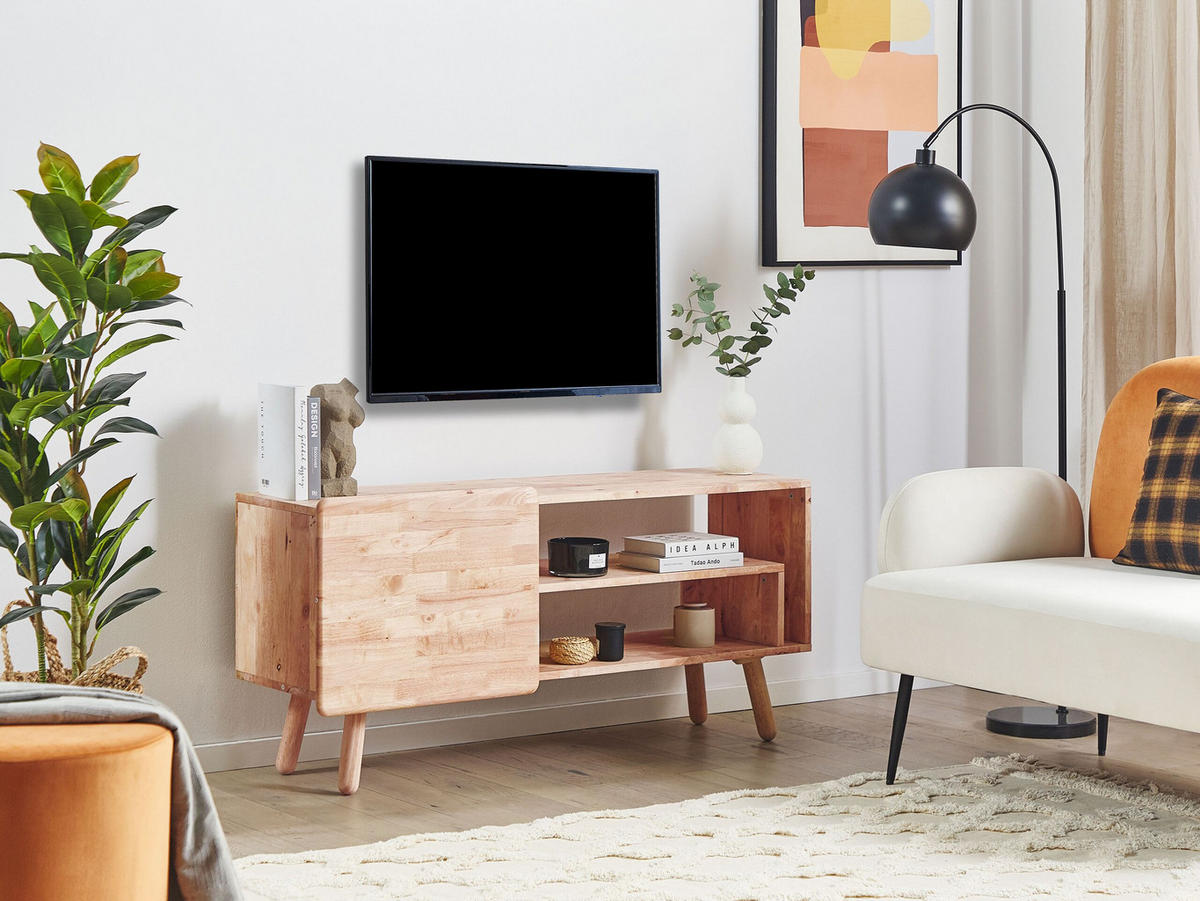 TV-MÖBEL Hellbraun WESTFIELD 36/130/59 cm - Hellbraun, Holz (130/59/36cm) - Beliani