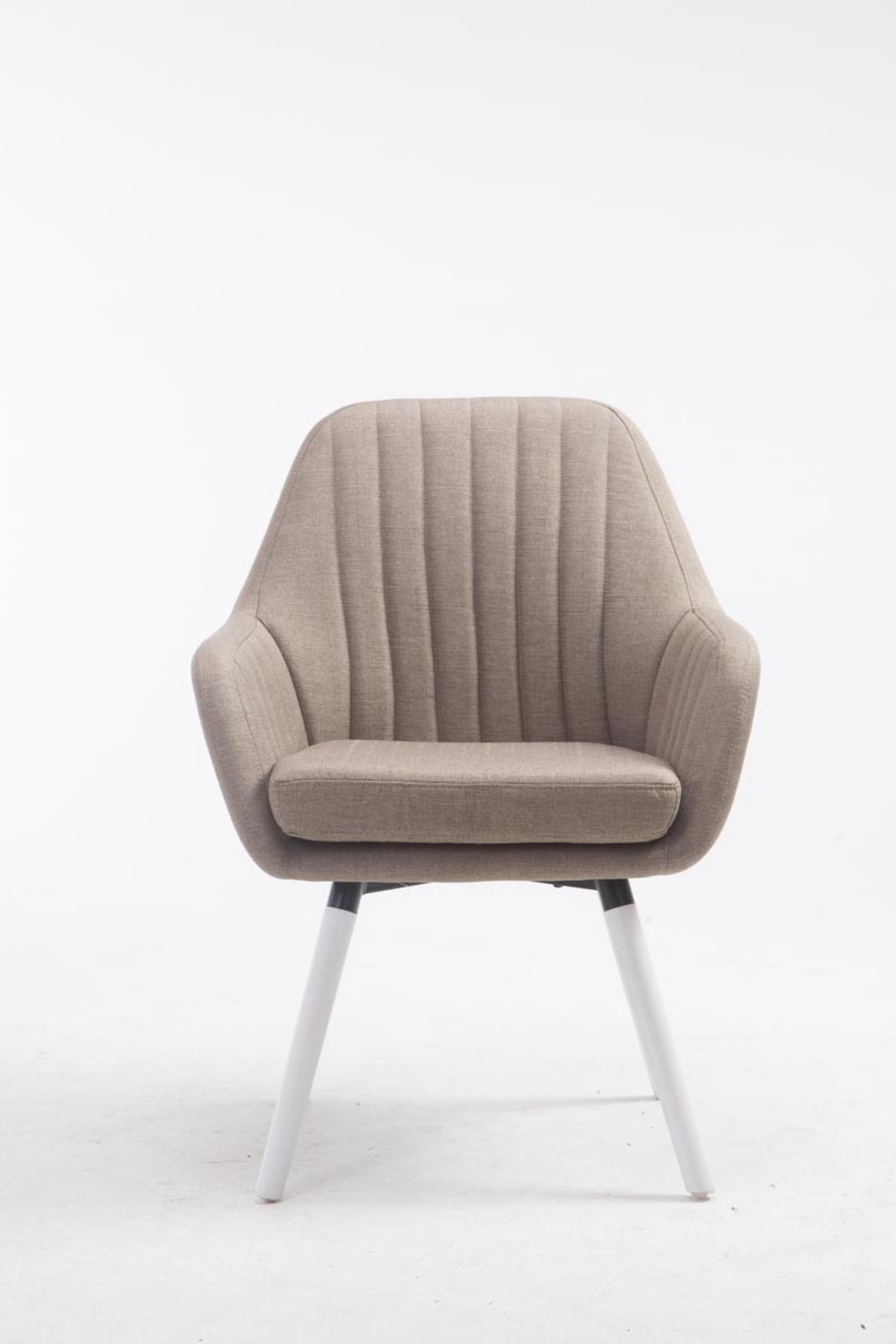 ARMLEHNENSTUHL Stoff taupe - Taupe/Weiß, Holz/Textil (67/93/58cm) - CLP