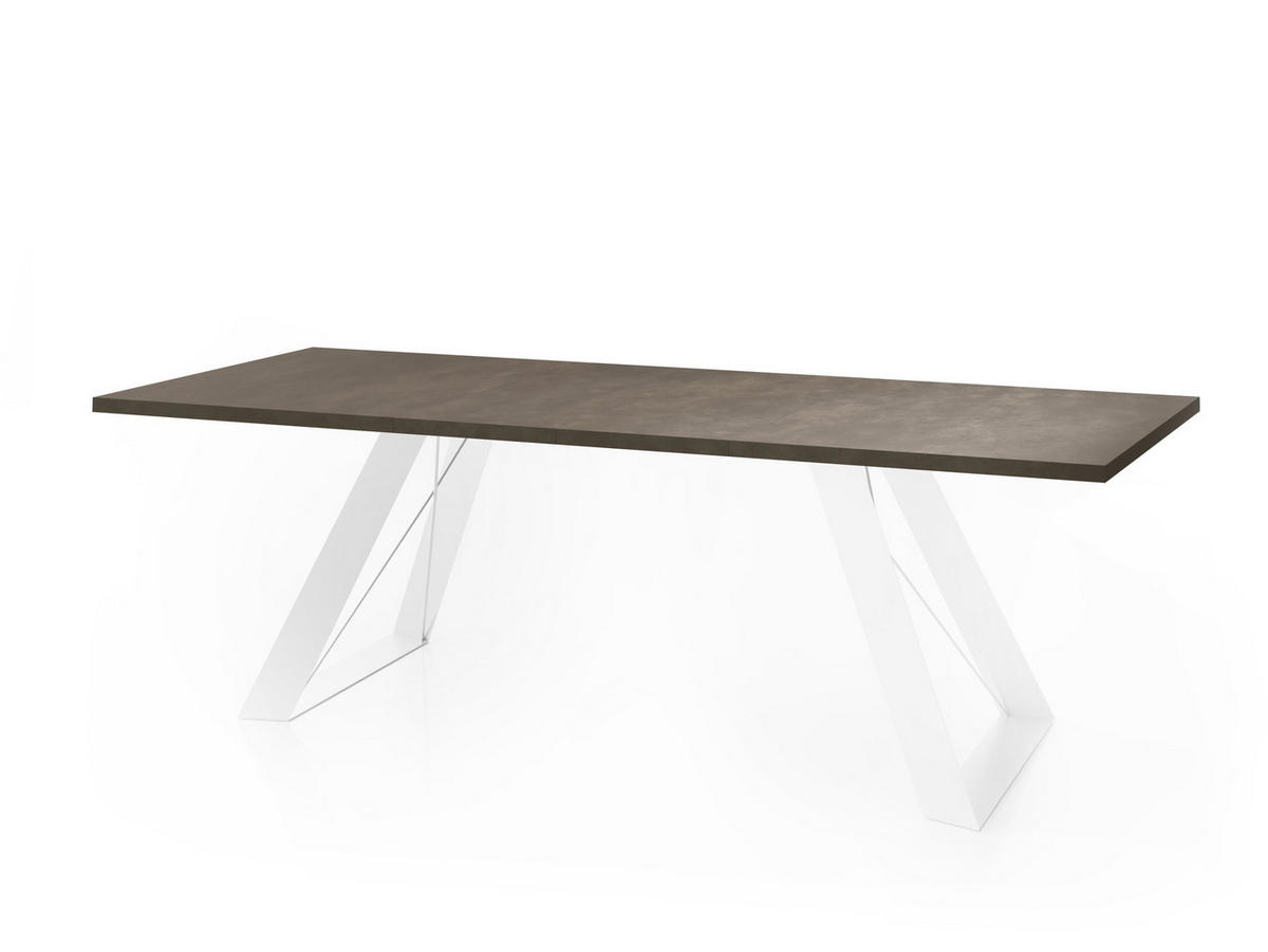 ESSTISCH Colter Weiß rechteckig ausziehbar, Dunkelgrauer Chicago Beton 160-260/90/76 cm - Dunkelgrau/Weiß, Holzwerkstoff/Metall (90/260/76cm) - WFL GROUP