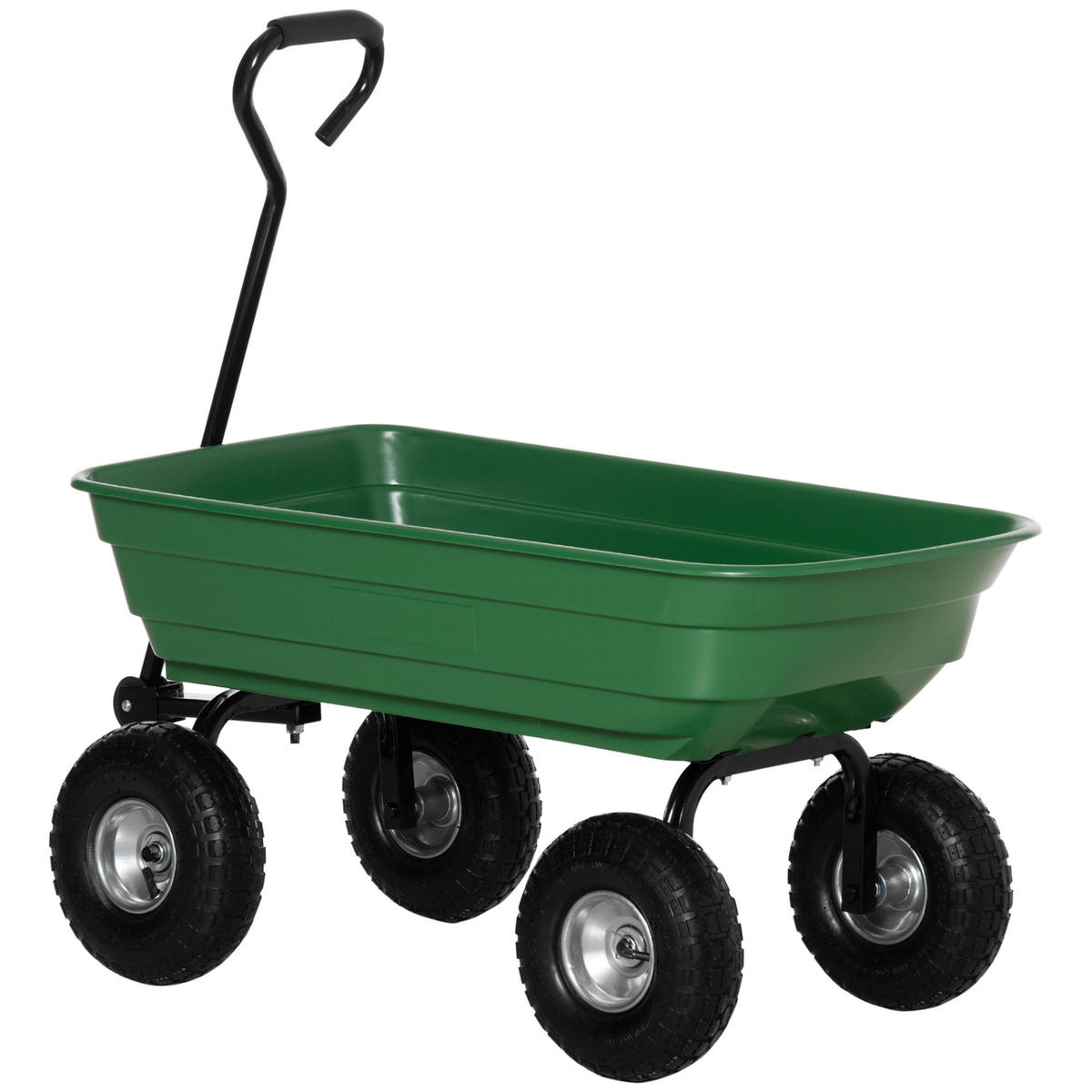 GARTENWAGEN DE-17598 100 L Kippmulde, 250 kg, 4 Luftreifen Grün - Grün, Metall (52/100/108cm) - ComfortXL