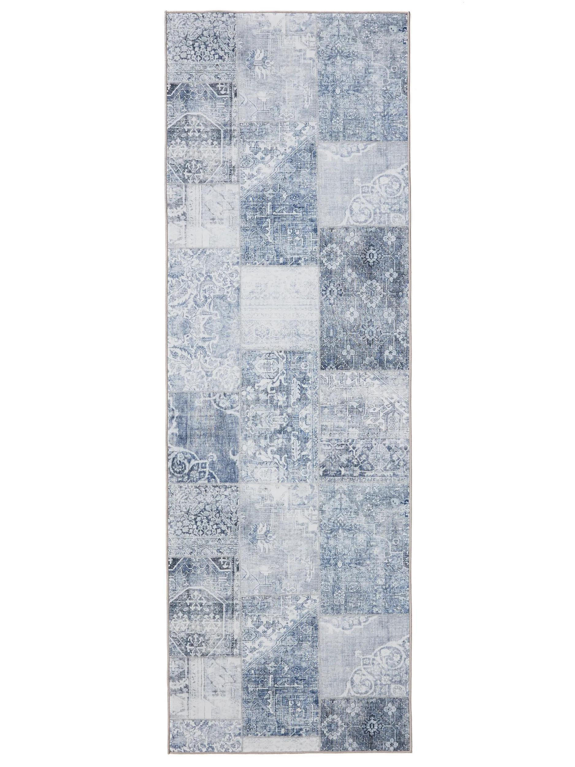 VINTAGE-LÄUFER George waschbar 80x240 cm - Blau, Kunststoff (80/240cm) - benuta